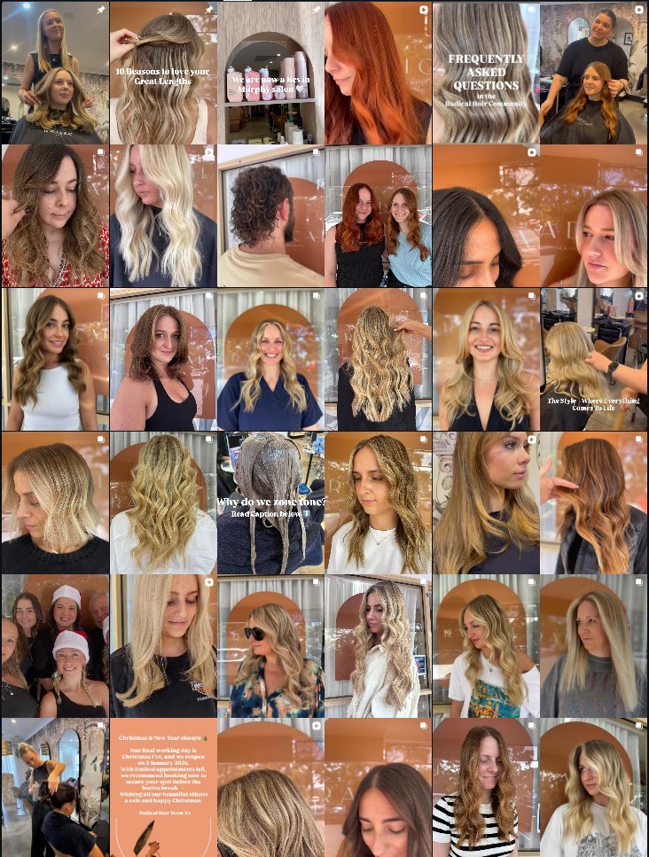 Hair transformations and styling work from Radical Hair Community Instagram